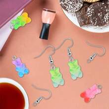 32入組可愛的樹脂漸變色熊形diy珠寶製作配件,適用於耳環、項鍊、腳鍊、手工藝品 - 彩色 - 查看 3