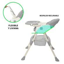Silla Alta Periquera Bebe Mecedora 3 En 1 Ajustable Plegable - Gris Claro - Ver 7