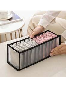 1入大衣櫃衣物整理架，7格、9格、11格，摺疊式衣物整理器，適用於壁櫥，衣物收納箱，可水洗可摺疊抽屜式衣物隔層收納盒，適用於衣櫃，臥室，宿舍房間，收納袋，內衣抽屜整理器，衣櫥整理器，學校收納袋，教師收納袋 - 黑色 - 查看 7