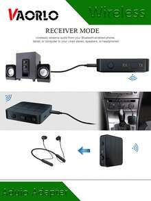 Portable BT 5.0 Wireless Adio Adapter Transmitter Receiver 2 In 1 3.5MM AUX RCA 3D Stereo For Wired Speaker Power Amplifier Car Kit TV Boxes PC Projector - Black - View 6