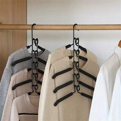 Klädhängare med 5 lager maximerar din garderob med denna hopfällbara klädställning i flera lager! Multifunktionell galge, klädhängare i metall med 5 lager, avtagbar, exklusiv, magisk, halkfri multifunktionell förvaringsorganisator för klädhängare (produktens färg kan variera något på grund av fotografering)