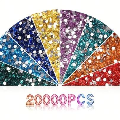 20, 000pcs 5D Diamond Painting Beads, 20 Colors 20, 000 Round Glitter Diamond Drill Bits, Missing Drill Bits For Replacement DIY Crafts, 1000pcs/Bag