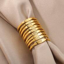 Stainless Steel 444 555 666 777 Angel Number Rings For Women Tiny Angel Number Finger Ring Aesthetic Christmas Jewelry - Yellow Gold - View 2
