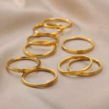 Stainless Steel 444 555 666 777 Angel Number Rings For Women Tiny Angel Number Finger Ring Aesthetic Christmas Jewelry - Yellow Gold - View 5