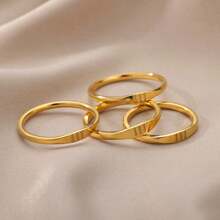 Stainless Steel 444 555 666 777 Angel Number Rings For Women Tiny Angel Number Finger Ring Aesthetic Christmas Jewelry - Yellow Gold - View 4