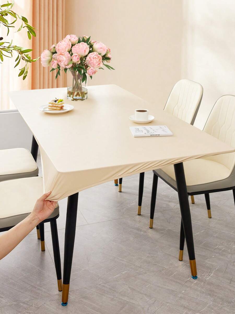 1pc Waterproof PU Leather Tablecloth Cover, Easy To Clean, 360° Full