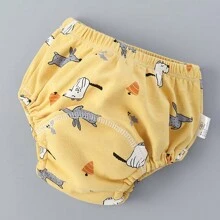 如厕训练裤透气纱布四季婴儿布尿布儿童尿布裤可洗尿布裤卡通1-3岁 - 黃色 - 查看 12