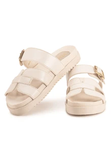 Women Flat Sandals - 米色 - 查看 5