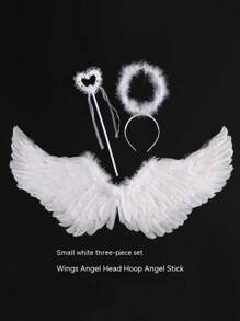 1pc Alas de ángel de pluma de ángel para niños y adultos, accesorios de alas de ángel - Multicolor - Ver 2