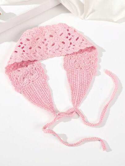 1 pièce Bandeau tricoté creux floral bohème, bandeau de serre-tête de la Saint-Valentin, turban, bandeau de sport, accessoire de cheveux automne-hiver pour femmes, pour tenues de vacances, écharpe élégante femme, bandana doux