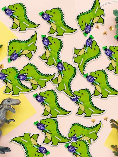 50入組恐龍棒糖裝飾紙卡diy裝飾卡片