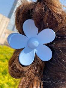 1 Máy Tính Tối Giản Màu Trơn Kích Thước Lớn Thiết Kế Hoa Vuốt Tóc Kẹp Dễ Thương - Nhiều màu - Xem 4
