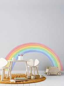 35.4in*72.8in*1pc Arch Cartoon Rainbow Wall Sticker Home Decor Wallpaper Waterproof Sticker Room Living Room Large Watercolor Mural, Sticker, Wall Decal, Vinyl Sticker, Home Decor, Spring Decoration, Home Refresh, Rama Decorative Sticker Gift Birthday Graduation - Multicolor - View 4