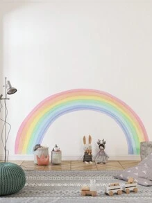 35.4in*72.8in*1pc Arch Cartoon Rainbow Wall Sticker Home Decor Wallpaper Waterproof Sticker Room Living Room Large Watercolor Mural, Sticker, Wall Decal, Vinyl Sticker, Home Decor, Spring Decoration, Home Refresh, Rama Decorative Sticker Gift Birthday Graduation - Multicolor - View 6