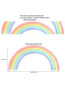 35.4in*72.8in*1pc Arch Cartoon Rainbow Wall Sticker Home Decor Wallpaper Waterproof Sticker Room Living Room Large Watercolor Mural, Sticker, Wall Decal, Vinyl Sticker, Home Decor, Spring Decoration, Home Refresh, Rama Decorative Sticker Gift Birthday Graduation - Multicolor - View 5