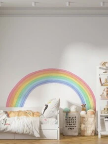 35.4in*72.8in*1pc Arch Cartoon Rainbow Wall Sticker Home Decor Wallpaper Waterproof Sticker Room Living Room Large Watercolor Mural, Sticker, Wall Decal, Vinyl Sticker, Home Decor, Spring Decoration, Home Refresh, Rama Decorative Sticker Gift Birthday Graduation - Multicolor - View 3
