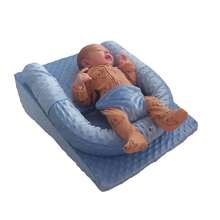 Cojín Anti reflujo tipo nidito con arnés y broches de seguridad, Almohada antirreflujo colchón para bebé tipo cuña - Azul - Ver 2