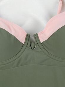 Polovedo Official Sexy V-Neck Black And White Splice Swimsuit