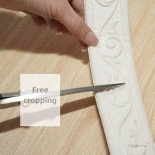 1 rollo 2,2m Autoadhesivo 3D plástico en relieve, material XPE, cintura tallada, estilo europeo sencillo, floral, anticolisión, impermeable, decoración del hogar, renovación, embaldosado, marcos de puertas y ventanas, marcos de pared de televisión, bordes de zócalo