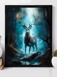 5D Diamond Painting Kit Lightning Deer Full Round Diamond For Adults, DIY Paint & Diamond Art Crystal Embroidery Cross Stitch Art Craft Wall Office Decor 30x40cm/40x50cm