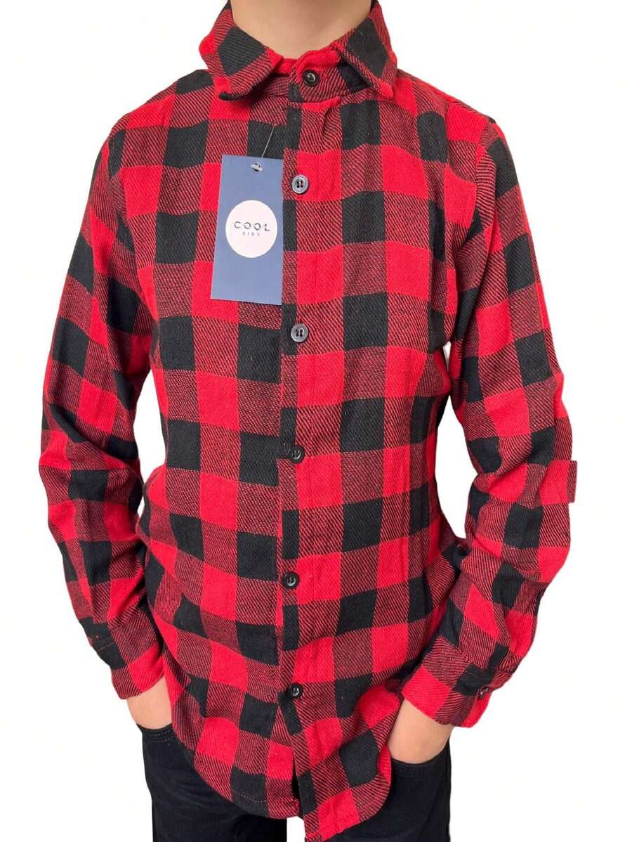 Young Boys Shirts - Red and Black - View 1