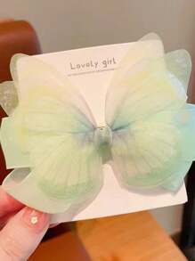 2pcs Girls' Mesh Butterfly Ribbon Hair Clips (Packaging Style Random) - Multicolor - View 4