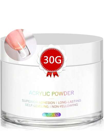 30g Polvo acrílico transparente, polvo acrílico profesional para extensión de uñas acrílicas, polvo acrílico para arte de uñas 3D, sin necesidad de lámpara de uñas