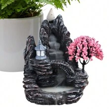 1 peça Suporte para Queimador de Incenso tipo Cascata, Criativo Fonte de Incenso em Resina com Efeito Cascata, Queimador de Incenso em Refluxo e Cascata de Paisagem, Difusor de Aromas para Decoração de Casa, Artesanato de Yoga e Figurinhas. - Multicolorido - Visão 11