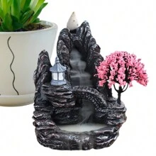 1 peça Suporte para Queimador de Incenso tipo Cascata, Criativo Fonte de Incenso em Resina com Efeito Cascata, Queimador de Incenso em Refluxo e Cascata de Paisagem, Difusor de Aromas para Decoração de Casa, Artesanato de Yoga e Figurinhas. - Multicolorido - Visão 3