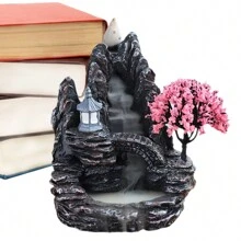 1 peça Suporte para Queimador de Incenso tipo Cascata, Criativo Fonte de Incenso em Resina com Efeito Cascata, Queimador de Incenso em Refluxo e Cascata de Paisagem, Difusor de Aromas para Decoração de Casa, Artesanato de Yoga e Figurinhas. - Multicolorido - Visão 9