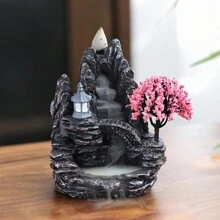 1 peça Suporte para Queimador de Incenso tipo Cascata, Criativo Fonte de Incenso em Resina com Efeito Cascata, Queimador de Incenso em Refluxo e Cascata de Paisagem, Difusor de Aromas para Decoração de Casa, Artesanato de Yoga e Figurinhas. - Multicolorido - Visão 7