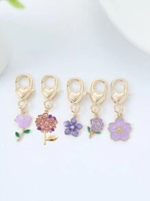 5 件迷你紫色绣球花玫瑰甜美钥匙扣，适合女士女孩耳机包饰 DIY 包项链手链配饰珠宝爱好者汽车配饰学校背包可爱哥特 Y2k 圣诞礼物创意包挂绳带身份证夹汽车配饰包饰 - 淡紫色 - 查看 3