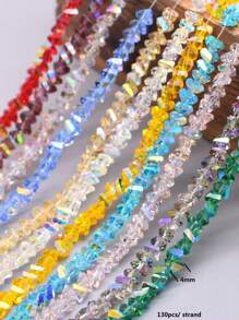 4mm 130 buc. Mărgele de cristal transparente triunghiulare Mărgele de sticlă de cristal de culoare strălucitoare Mărgele libere pentru realizarea de bijuterii, colier de cercei DIY