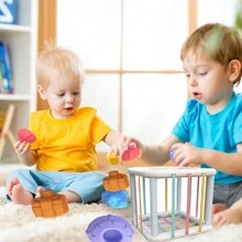 1 Set Children's Abs Shape Sorter Montessori Toy, Large 14cm Colored Cube & 6 Multi-Textured Sensory Shapes For Skill Building & Educational Fun, Ideal As Birthday Gift For Ages 0-3School, Student,Stationery,School Supplies Shape Sorter,Activity Cube,Montessori Toys,Shape Sorter,Activity Cube,Busy Cube,Shape Sorter,Activity Cube,Busy Cube