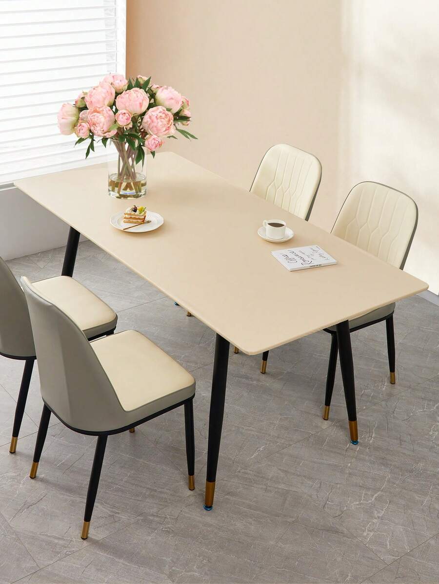 1pc Waterproof PU Leather Tablecloth Cover, Easy To Clean, 360° Full