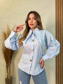 Women Blouses - Màu xanh nhạt - Xem 4
