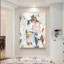 1pc Frameless Wall Decor Flower Mural Art Abstract Flower Painting Canvas Wall Art Modern Home Decoration Piece Art - Multicolor - View 9