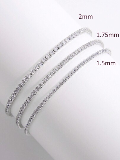 Vaerine 1pc Shiny And Elegant Luxury Women's Bracelet With Artificial Zirconia Square-Shaped Components In 925 Silver, Perfect For Dating, Party, Banquet And Everyday Wear; A Gift That Highlights Charm. Wedding Engagement Bridal Jewelry