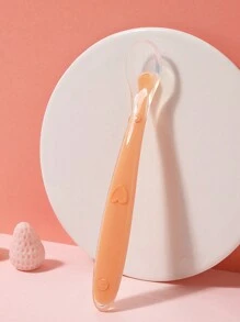 Cuchara para alimentar bebés con punta de silicona suave, suministros para la hora de las comidas de bebés para arroz/puré/alimentación - Naranja - Ver 1