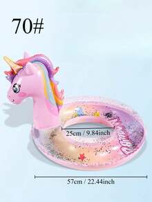 1pc New Fashion Glitter Rainbow Horse Unicorn Inflatable Seat Ring Swimming Float - Pink - View 5