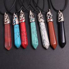 1入組50*10mm天然寶石水晶項鍊PU皮繩情侶禮物吉祥石項鍊六角柱長吊墜項鍊男女珠寶項鍊代理批發 - 天然石 - 查看 5