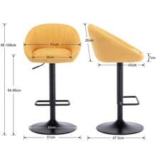 WAHSON OFFICE CHAIRS 2PCS Wahson Bar Stool Set Fabric Bar Stools Bar Stool Swivel Kitchen Stool Height Adjustable Bar Stool, Linen For Kitchen/Home Bar (Beige) - Yellow - View 3