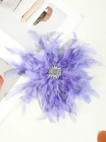 1 chiếc trâm cài áo/ghim cài áo hình lông vũ và hoa đính đá quý giả thời trang dành cho nữ thích hợp cho biểu diễn trên sân khấu, tiệc tùng, v.v. Ngày lễ tình nhân - lông hồng - Xem 7