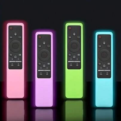 适用于三星 BN59 系列智能电视遥控器的夜光硅胶防震保护套 - 防滑防震，适用于 4K 超高清电视 - 保护遥控器免受跌落和滑落损坏，适用于学校、办公室、家庭、旅行、包袋、收纳、储物、隔热、闺蜜节、宠物、嘉年华、派对装饰