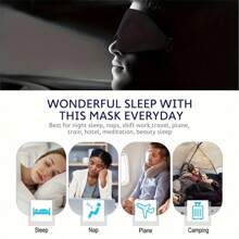 Natural Silk Eye Mask For Sleeping, Super Smooth Sleeping Mask For Women And Men-Fully Adjustable Strap Travel Essentials Camping - Black - View 4