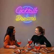 1pc Cocktails Dreams LED Neon Lighted Sign Acrylic Back Panel USB Dimmer Switch Neon Sign For Home Man Cave Beer Bar Club Party Wall Art Decor Night Lamps Signboards LED Sign - Purple+Blue+Yellow - View 7