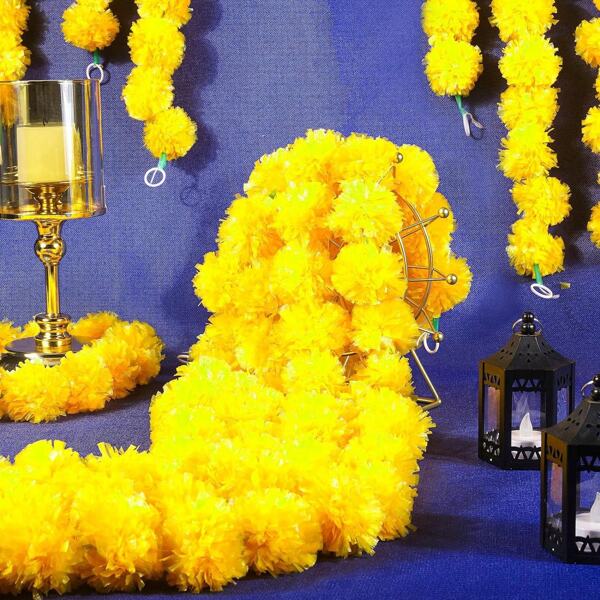 Décoration de guirlande Tagetes, 1/5 guirlande Tagetes artificielle de 60 pouces (environ 1,5 mètres) de long, décorée de guirlande de mariage, adaptée pour Viniha, mariages, événements et autres occasions.