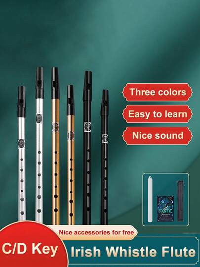 Irish Tin Whistle, C/D Tuned Pennywhistle, Beginner Whistle, Professional High-Pitch Whistle, Straight Flöjt Musikinstrument, Blåsinstrument