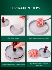 Hợp kim nhôm Hai đầu Bánh kẹp thịt Nhấn Tròn Khuôn Em bé Cơm Khuôn Thịt bò - Nhiều màu - Xem 8