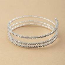 Strass Armreif Schmuck Für Frauen, Mehrschichtiger Armreif Oberarm Schmuck Kristall Silber Prom Brautschmuck Armband Für Party Braut Hochzeit - mehrschichtiges Armband - Übersicht 3